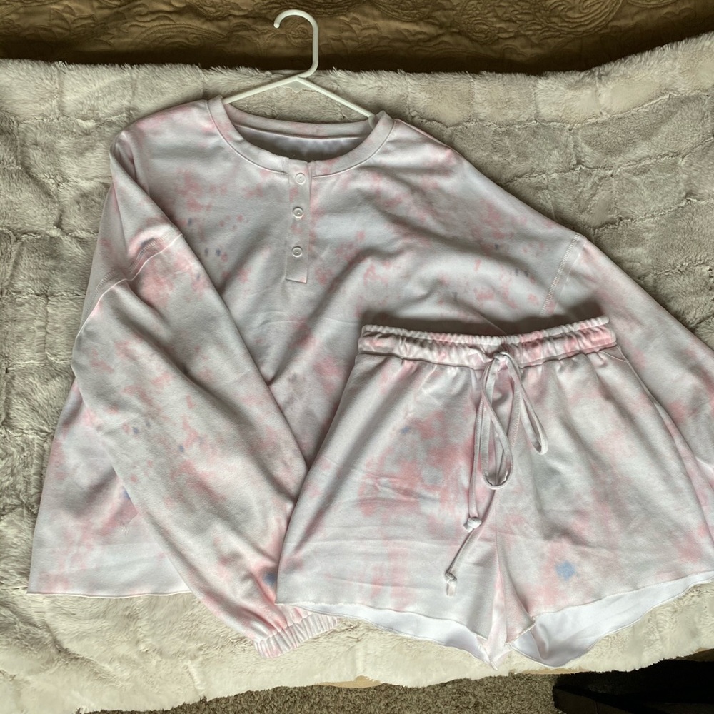 Pink tie dye two piece set